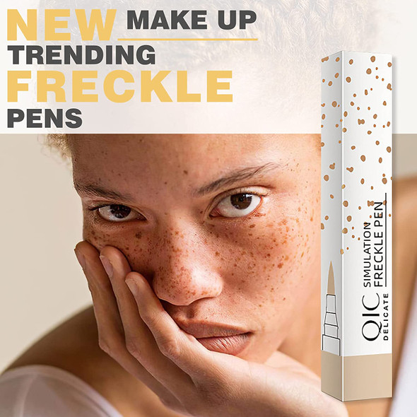 GenC Beauty 2PCS Dark Brown and Light Brown Freckle Pen Natural Fake Freckles Makeup Pen Waterproof Long Lasting Soft Dot Spot Pen for Effortless Sunkissed Makeup with Free Eyebrow Razor