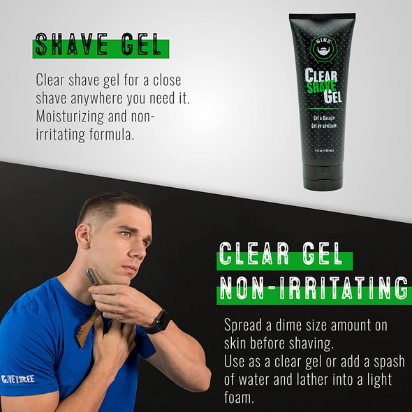 GIBS Grooming Clear Shave Gel  All Natural Moisturizing Shaving Cream for Men & Women  4 fl oz