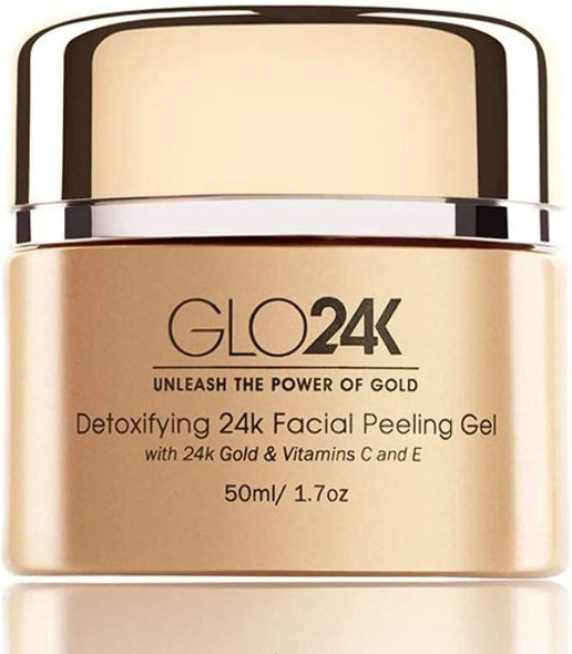 GLO24K Facial Peeling Gel with 24k Gold and Vitamins C,E. For optimal Exfoliation and Microdermabrasion. Restore and Revive your Skin.