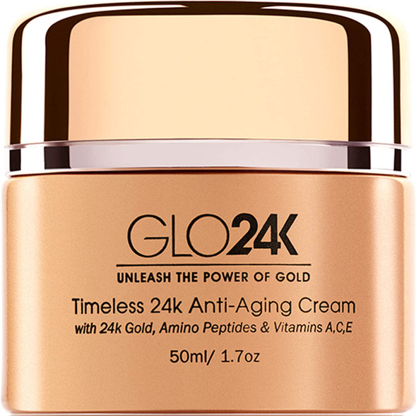 GLO24K Timeless Age-Defying Cream with 24k Gold, Retinol, Peptides, and Vitamins A,C,E.