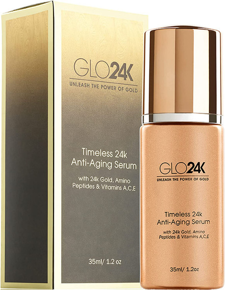 GLO24K Timeless Age-Defying Serum with 24k Gold, Peptides, and Vitamins A,C,E.