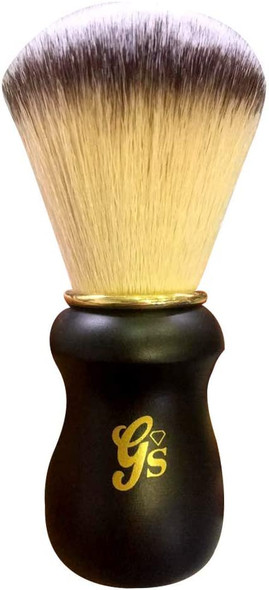 Golden Shave - Synthetic Plissoft Bristle Shave Brush with Premium Beech Handle- 24mm Knot - Gold Brass Ring -