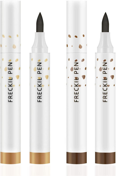 KYDA 2 Colors Freckle Pen,Natural Lifelike Freckle Makeup Pen Magic Freckle Color,Waterproof Longlasting Soft Dot Sopt Pen,for Natural Effortless Sunkissed Makeup (Dark Brown+Light Brown)