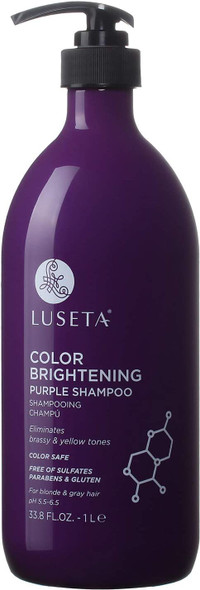 L LUSETA Luseta Color Brightening Purple Shampoo for Blonde and Gray Hair -Infused with Cocos Nucifera Oil to Help Nourish Moisturize and Condition hair Sulfate Free Paraben Free 33.8oz