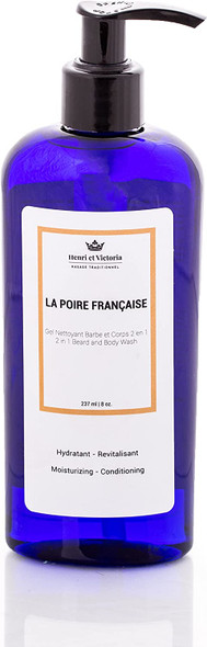 La Poire Francaise Beard Wash Body Wash For Men | Henri et Victoria | Hand Made | Moisturizing and soothing | 8oz