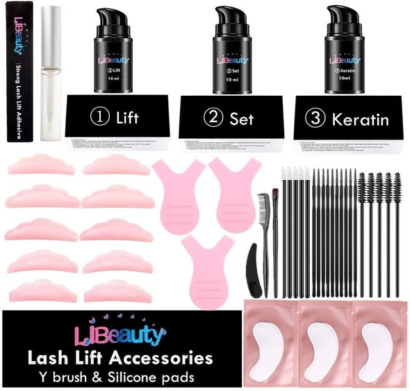 Libeauty Lash Lift Kit, Eyebrow Lamination Eyelash Perming Kit Professional 3 Minutes Lash Lifting with Big 10 ml Airless Pump Won't Break and Whole Lash Lift Tools DIY at Home