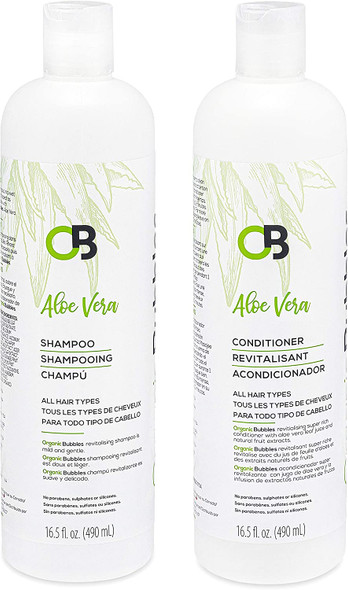 Organic Bubbles Aloe Vera Shampoo & Conditioner promotes healthy hair growth, prevents itching on the scalp, reduces dandruff & conditions your hair & scalp - Promotes Shiny Hair & Healthy Scalp- (490ml)