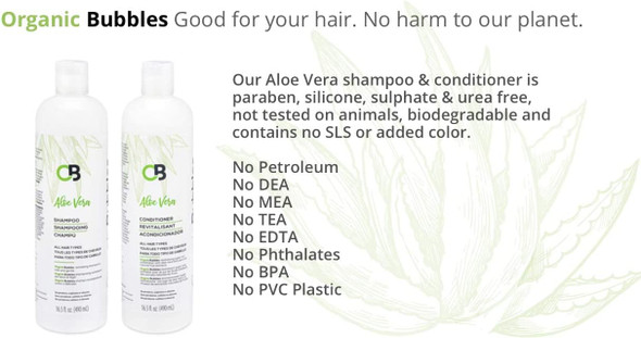Organic Bubbles Aloe Vera Shampoo & Conditioner promotes healthy hair growth, prevents itching on the scalp, reduces dandruff & conditions your hair & scalp - Promotes Shiny Hair & Healthy Scalp- (490ml)