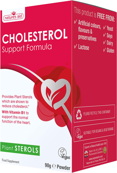 Natures Aid Cholesterol Support Formula, with Plant Sterols & Vitamin B1, 90 g Powder,145600