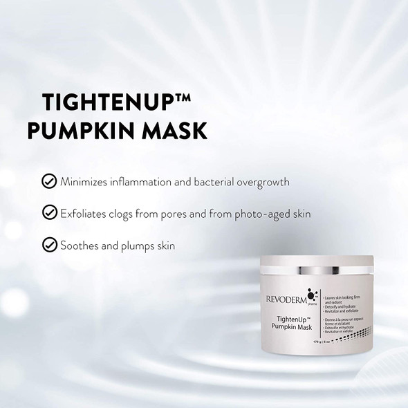 Revoderm TightenUp Pumpkin Mask - Reduces Pore Sizes - Cleanse, Hydrate and Rejuvenate The Skin - Complements Anti-Aging - Removes Excess Oil, Dirt and Impurities - 177 mL