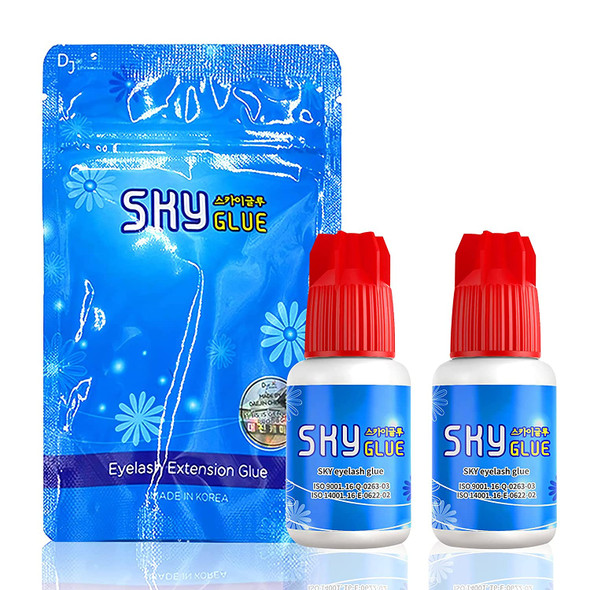 Sky S+ Glue | 2-Pack Eyelash Extension from Sky Glue | Eyelash Extension Glue Adhesive | 1-2 Sec Fast Drying Time | 6-8 Weeks Retention | Professional Strong Eyelash Extension Glue(One Pack Has Two 5g Bottles Inside)