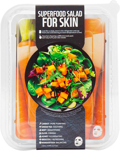 Superfood Salad Facial Sheet Mask For Skin - Carrot by Farm Skin for Unisex - 7 x 0.84 oz Mask