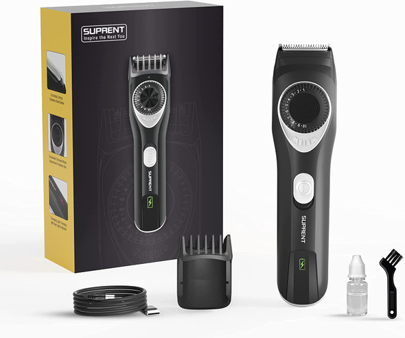 SUPRENT Beard Trimmers for Men All-in-one Adjustable Beard Trimmers with Li-ion Battery, 19 Built-in Precise Lengths, Long-Lasting Use, Fast USB Charging