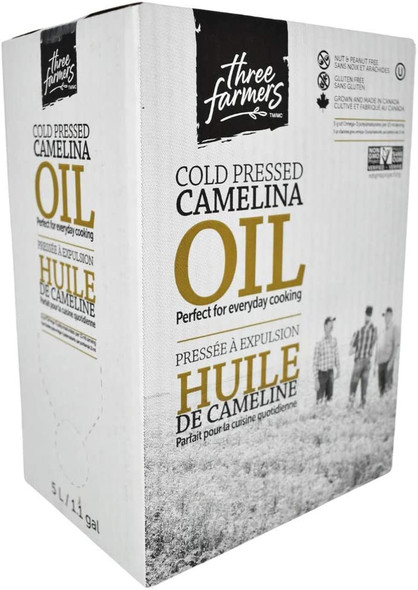 Three Farmers  Camelina Oil | Cold-Pressed Original | 5 Litre Bag in Box | Gluten Free | Vegan | Kosher | Non-GMO | Nut Free