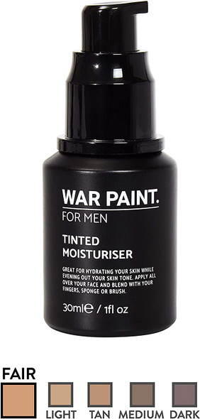 War Paint Men's Tinted Moisturiser - 5 Shades available - Makeup Crafted For Men - Cruelty Free, Vegan Products - Perfect Tone (Fair)