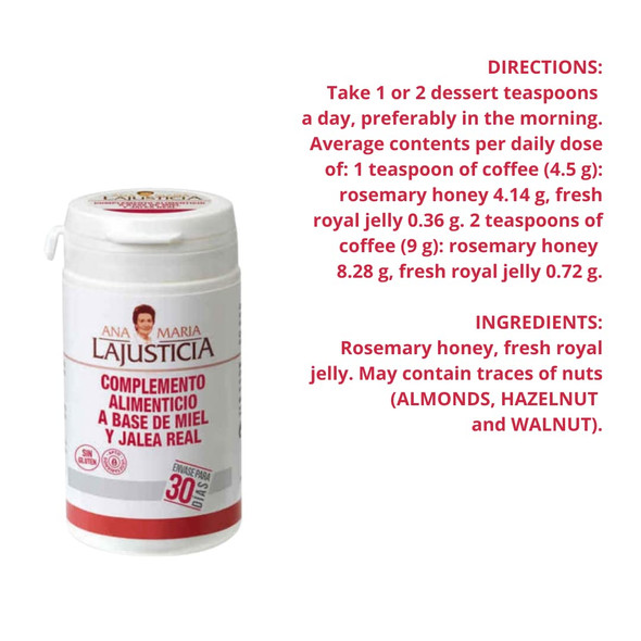 Ana Maria Lajusticia - Royal Jelly with Honey - Food Supplement - 135g