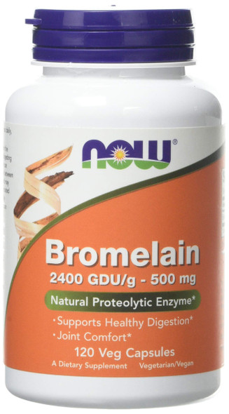 NOW Foods Bromelain Vegetarian Capsules, 500 mg, 120-Count