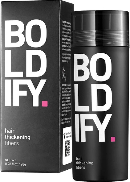 BOLDIFY Hair Fibers for Thinning Hair (BLACK) Undetectable & Natural - 28g Bottle - Hair Powder - Completely Conceals Hair Loss in 15 Sec - Hair Thickener & Topper for Fine Hair for Women & Men