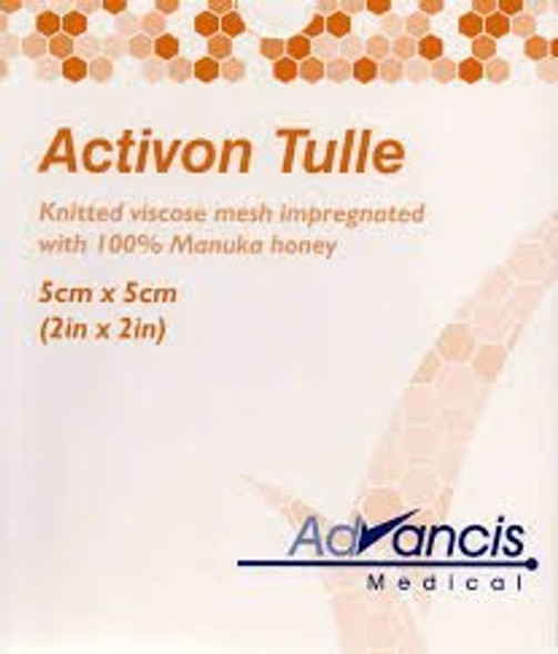 Activon Tulle Manuka Honey dressings 5cm x 5cm (x5)