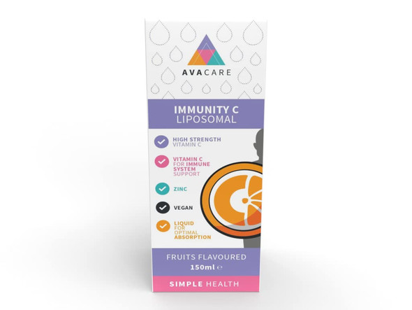 AvaCare Vitamin C Liposomal Immunity Liquid 150ml|1000mg Vit C & 4mg zinc + Acerola & Rutin | Vegan | Immune Support & Virus Protection | UK Made | Orange Flavour