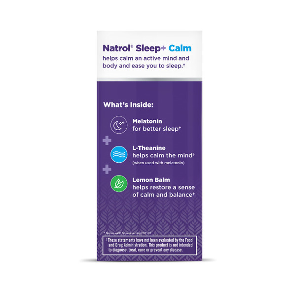 Natrol Sleep+ Calm, Drug Free Sleep Aid Supplement, Calm an Active Mind, Ease to Sleep, Dietary Supplement, 30 Capsules