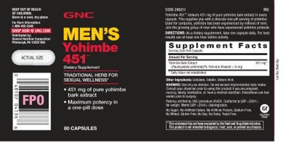 GNC Men's Yohimbe 451, 60 Capsules
