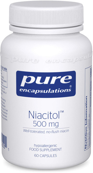 Pure Encapsulations - Niacitol (Vitamin B3) 500Mg - Well-Tolerated, No-Flush Niacin Supplement For Metabolism Support, Tiredness And Fatigue - 60 Vegetarian Capsules