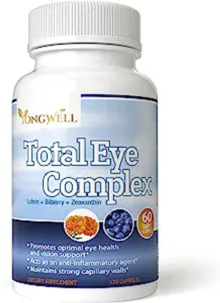 Total Eye Complex with Lutein Bilberry & Zeaxanthin - Support Eye Health & Visual Acuity (120 Capsules)