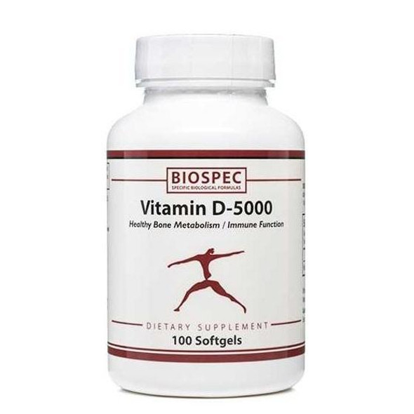 Vitamin D3 5000 100 Softgels - Biospec Nutritionals Biospec Nutritionals