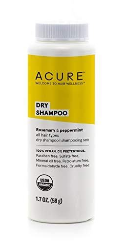 ACURE Dry Shampoo - All Hair Types | 100% Vegan | Certified Organic | Rosemary & Peppermint - Absorbs Oil & Removes Impurities Without Water | 1.7 Fl Oz