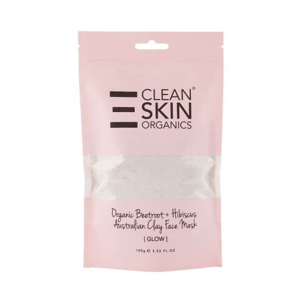 Clean Skin Organics GLOW Clay Face Mask 100g - Organic Beetroot + Hibiscus - Bundle