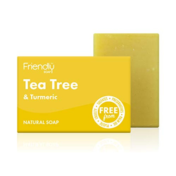 Friendly Soap Handmade Natural Tea Tree & Turmeric Soap - Silky Therapeutic Antibacterial 95g