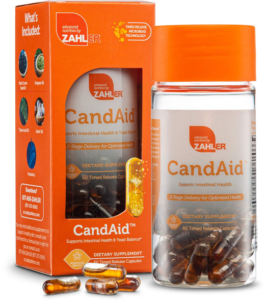 Zahler CandAid Candida Supplement | 60 Timed Release Candida Support Capsules - 750mg Black Cumin Seed Oil | Non-GMO, Gluten & Allergen Free | Manufactured in The USA