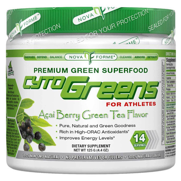 NovaForme CytoGreens For Athletes Acai Berry Green Tea 14 Servings