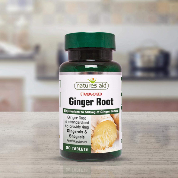 Natures Aid Ginger Root 500 Mg 90 Tablets (Botanical Supplement, Providing Gingerols And Shogaols, Vegan Society Approved, Made In The Uk)