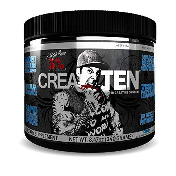 Rich Piana 5% Nutrition CreaTEN 10-in-1 Formula w/Creapure Micronized Creatine Monohydrate & MagnaPower 30 Servings (Blue Raspberry)