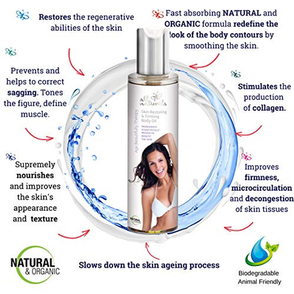 All Naturals Restoring Firming Body Oil. Intensive Skin Rejuvenating with Q10 Active Herbal Extracts Revitalising Premium Oils Rosehip Evening Primrose 200ml