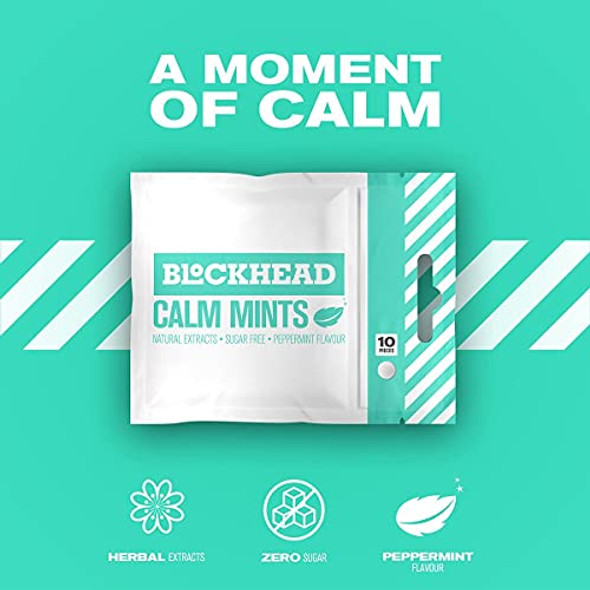 BLOCKHEAD Peppermint Calm Mints | Natural Herbal Extracts Create 5HTP To Help You Relax & Sleep - Sugar & Calorie-Free (120 Pieces)