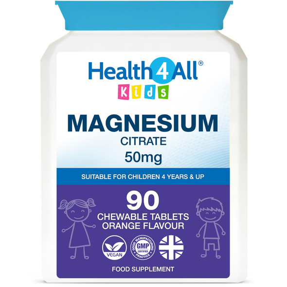 Kids Magnesium Sublingual 60 Tablets (not Capsules or Gummies) for Anxiety, Sleep, Ticks. Vegan Magnesium Citrate for Children. Made in The UK by Health4All