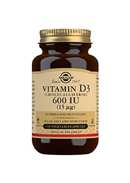 Solgar Vitamin D3 (Cholecalciferol) 600 IU (15 µg) Vegetable Capsules - Pack of 120