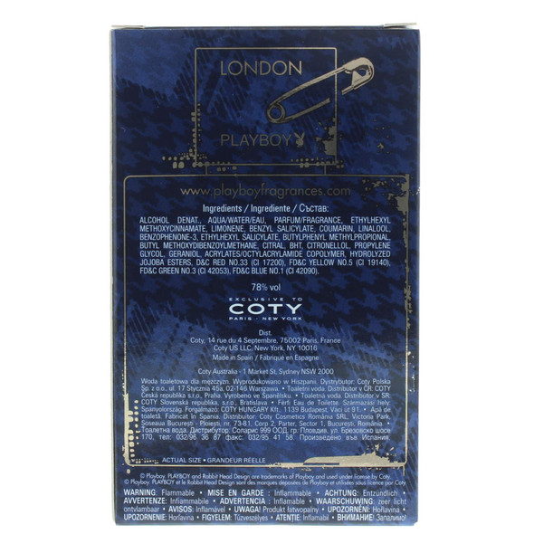 Playboy London Eau de Toilette 100ml Spray Playboy London Eau de Toilette 100ml Spray