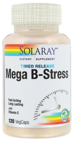 Solaray - Mega Vitamin B-Stress, Two-Stage Timed-Release, 120 VegCaps