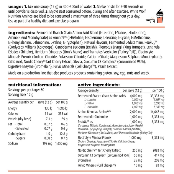 White Wolf VEGAN Essential Aminos 360g