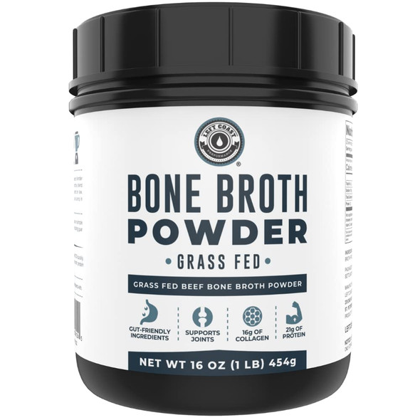 Left Coast Performance Bone Broth Protein Powder Grass Fed Beef Unflavored 16 OZ