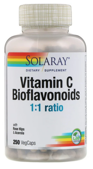 Solaray - Vitamin C & Bioflavonoids, 1:1 Ratio, 500mg, 250 VegCaps