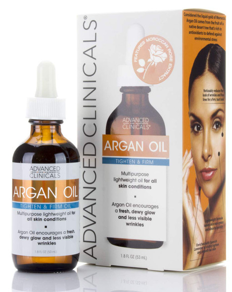 Advanced Clinicals Luxury Pure Argan Oil. Lightweight facial Oil Reduces the Appearance of Wrinkles and hydrates dry skin. 1.8 Fl Oz.