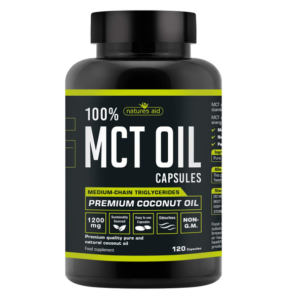 Natures Aid MCT Oil Capsules, 120 Capsules, 1200 mg