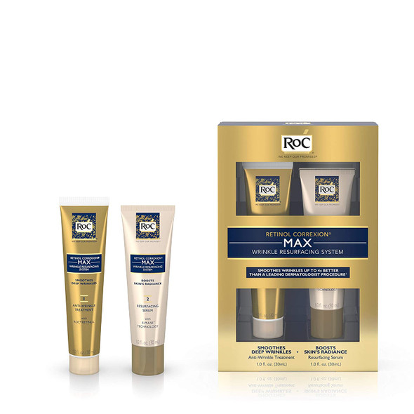 Roc Retinol Correxion Deep Wrinkle Night Cream, and Daily Moisturizer SPF 30 1.0 Fluid Ounces Each Box (Combo Pack)