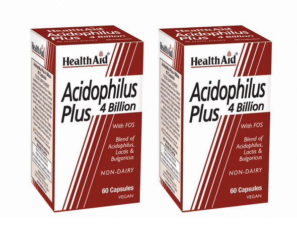 HealthAid Acidophilus Plus 4 Billion Pack of 2 x 60 Capsules (120 Capsules)