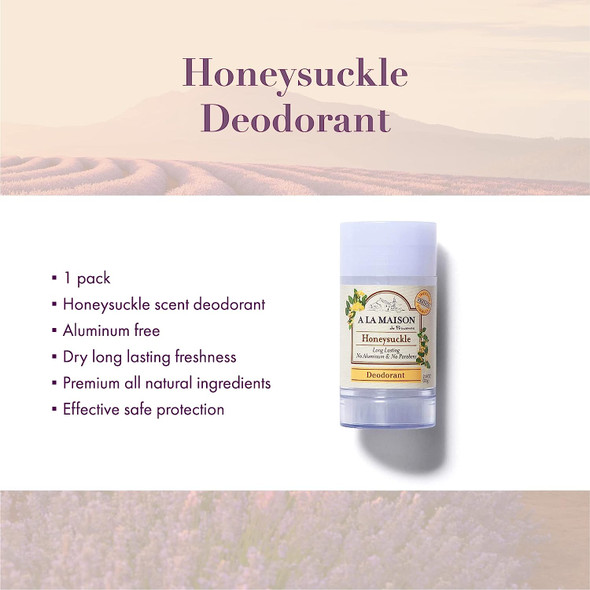 A La Maison Honeysuckle Aluminum Free Deodorant for Women and Men - Natural Deodorant (1 Stick Pack)